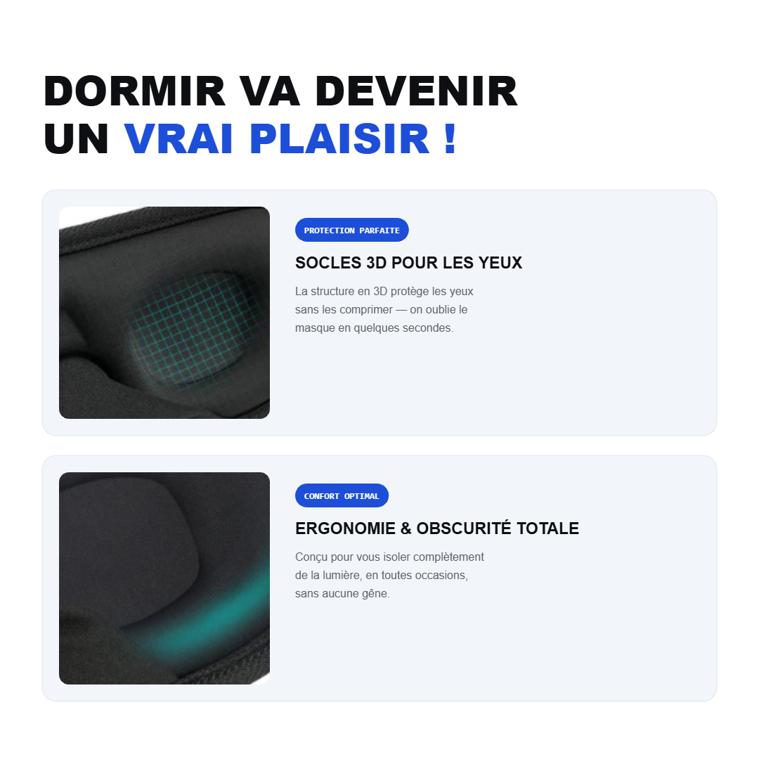 Masque de nuit - Ergonomique 3D